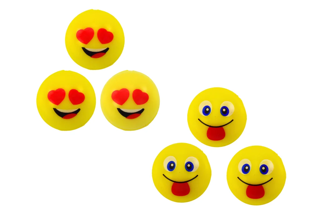 Žute gumene loptice emoji, set 6 kom Ø 3 cm_2