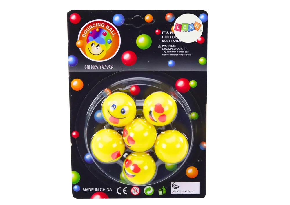 Žute gumene loptice emoji, set 6 kom Ø 3 cm_3
