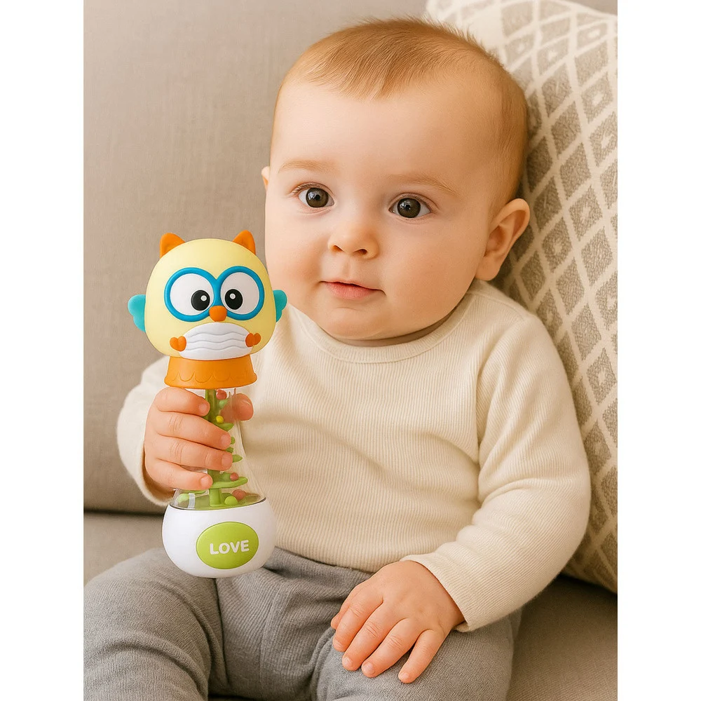 Zvečka za bebe sova sa šarenim lopticama 17 cm_3