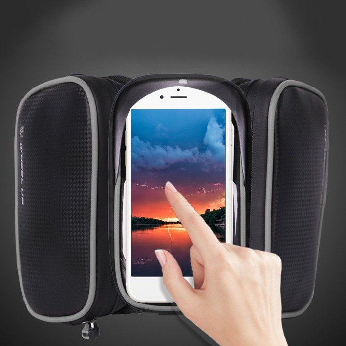 Biciklistička torba trostruka - navlaka na telefon - Wheel-Up - siva_3