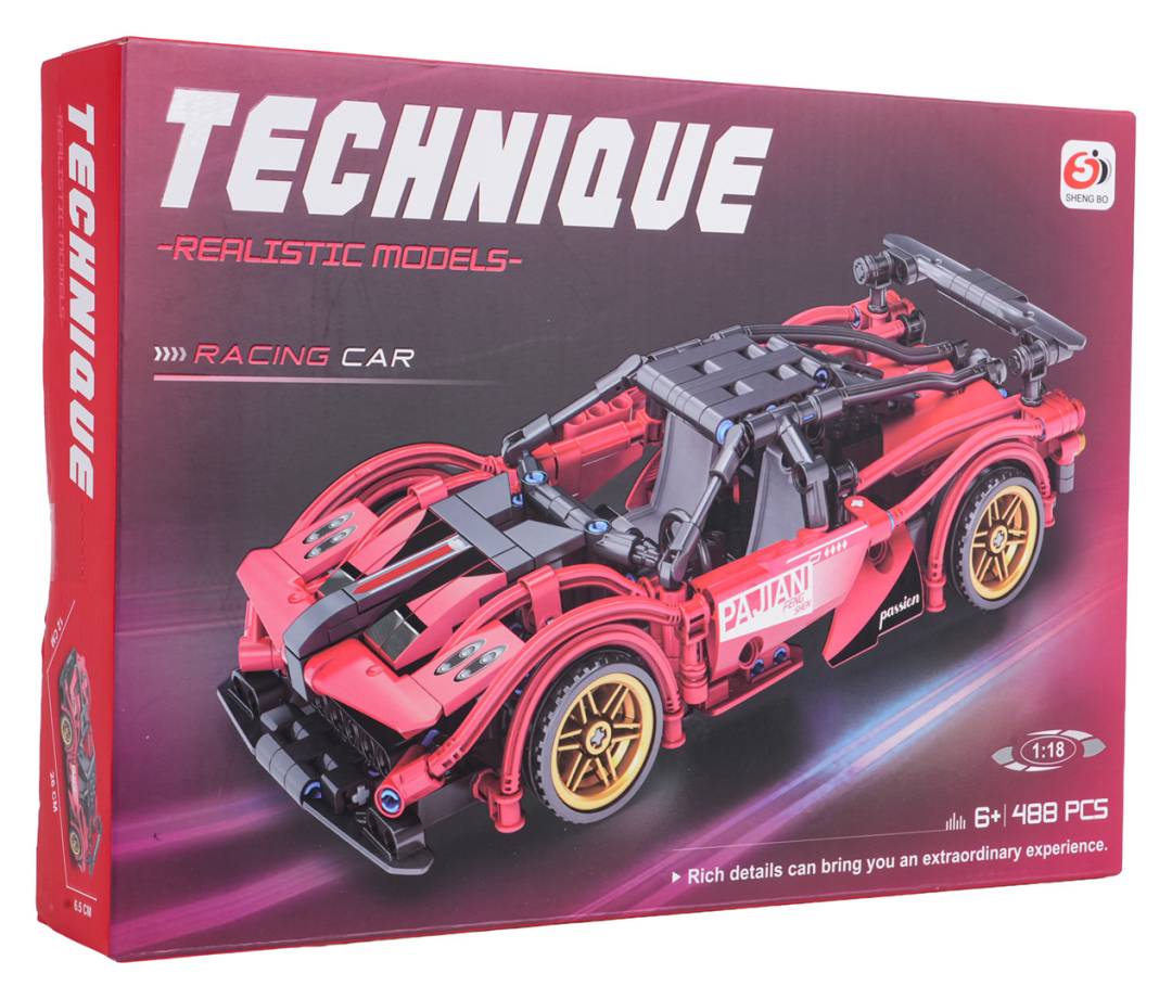 Konstrukcijske kocke sportski automobil crveni 488 dijelova_4
