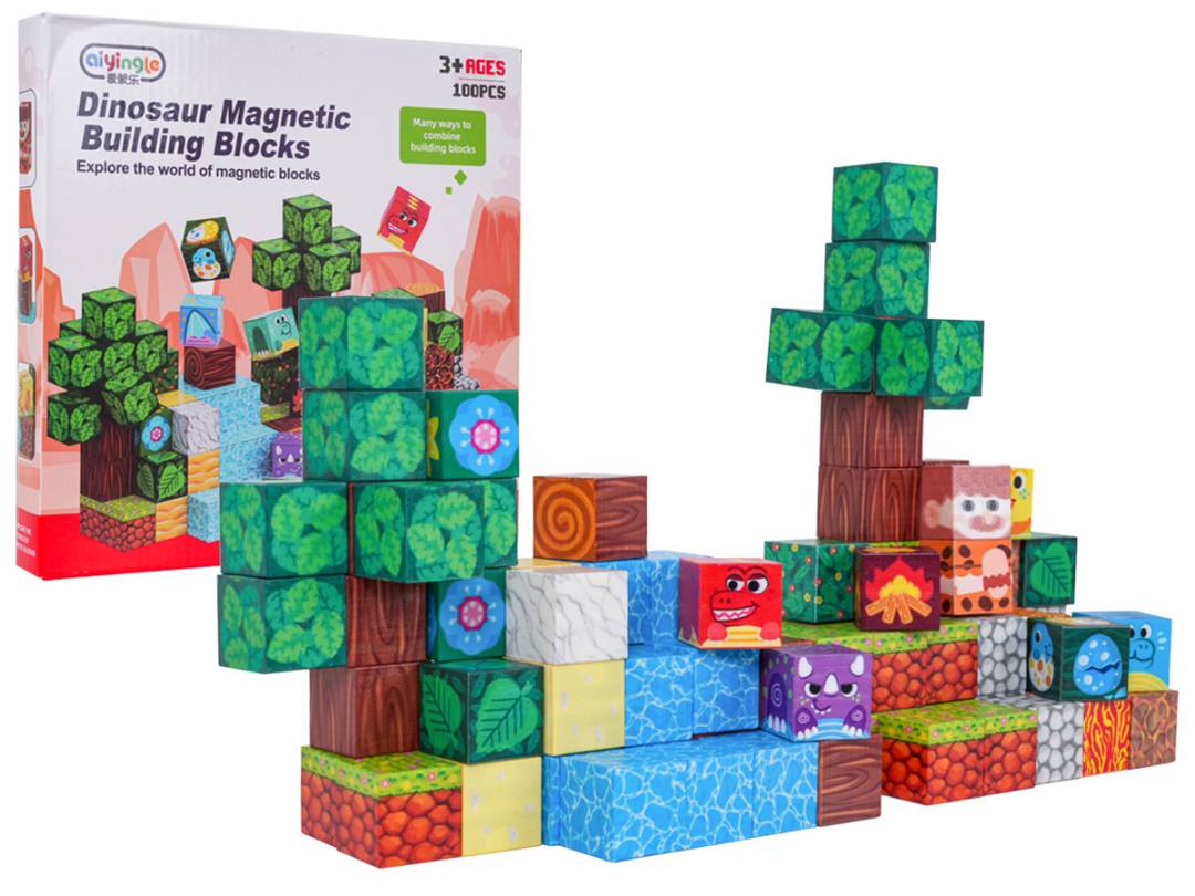 Magnetne kocke Dino 100 dijelova šareni_1