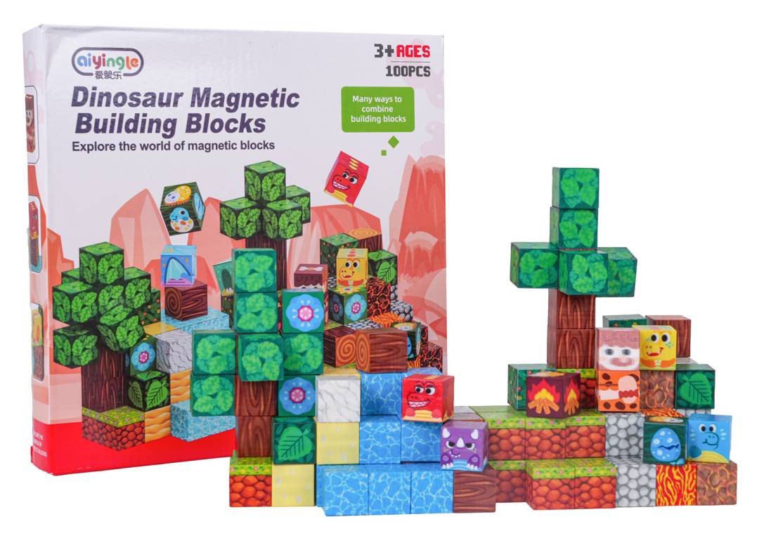 Magnetne kocke Dino 100 dijelova šareni_5