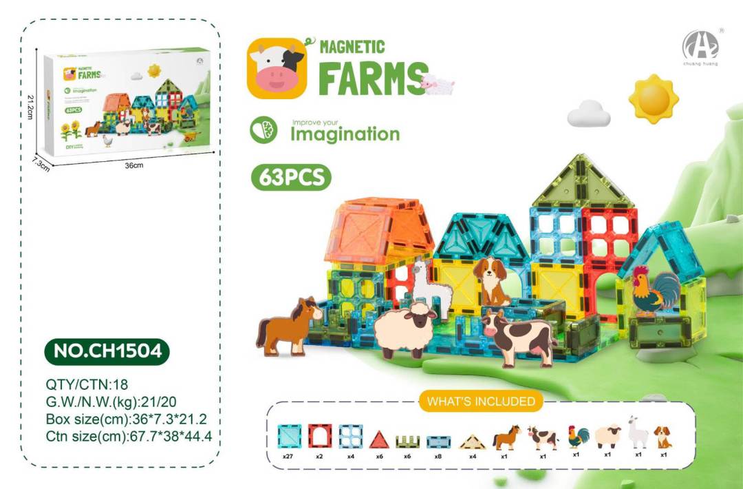 Magnetske kocke Farma 63 dijela šareni_1