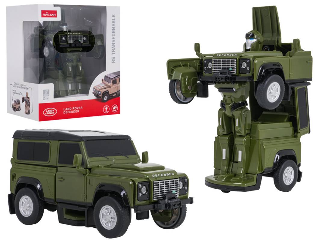 Metalni auto robot 2 u 1 Land Rover Defender RASTAR zeleni 1:32_1