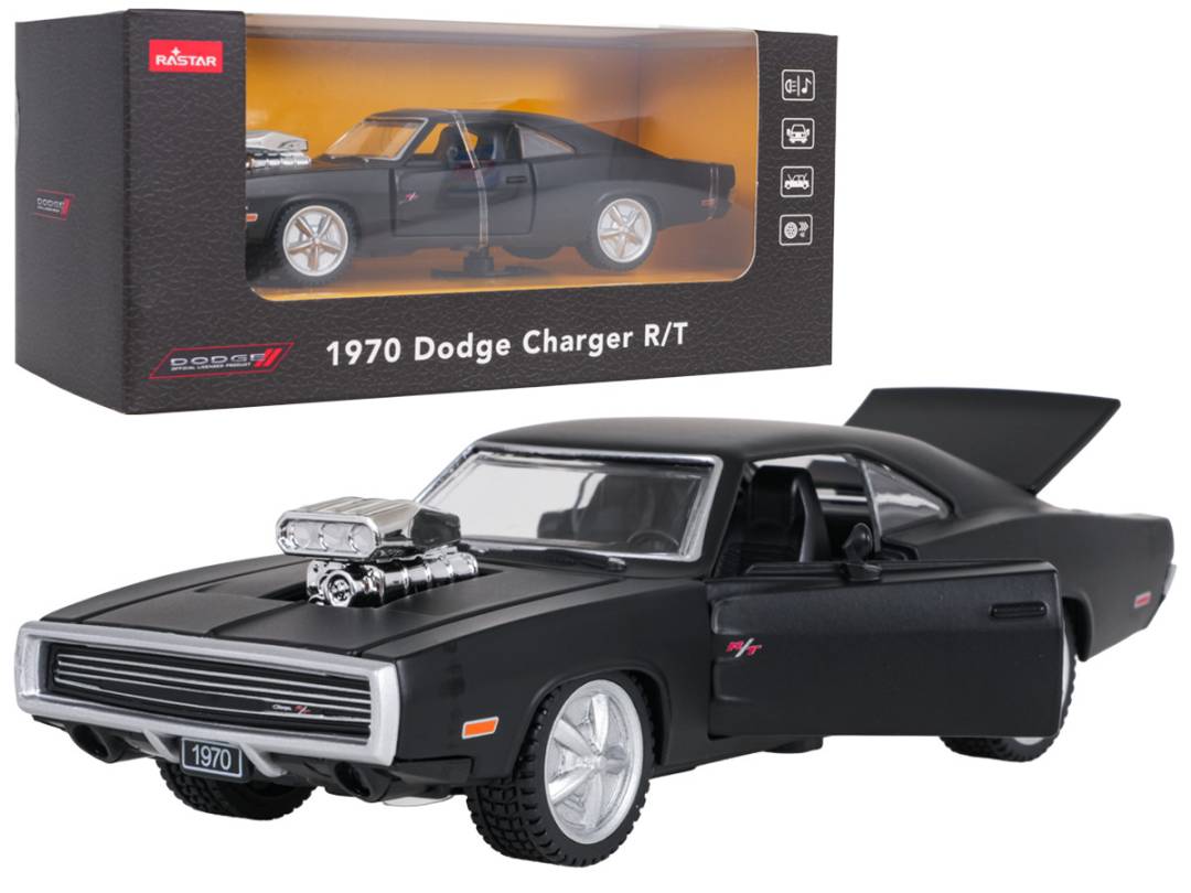 Metalni automobil 1:36 1970 Dodge Charger R/T crni Rastar_1