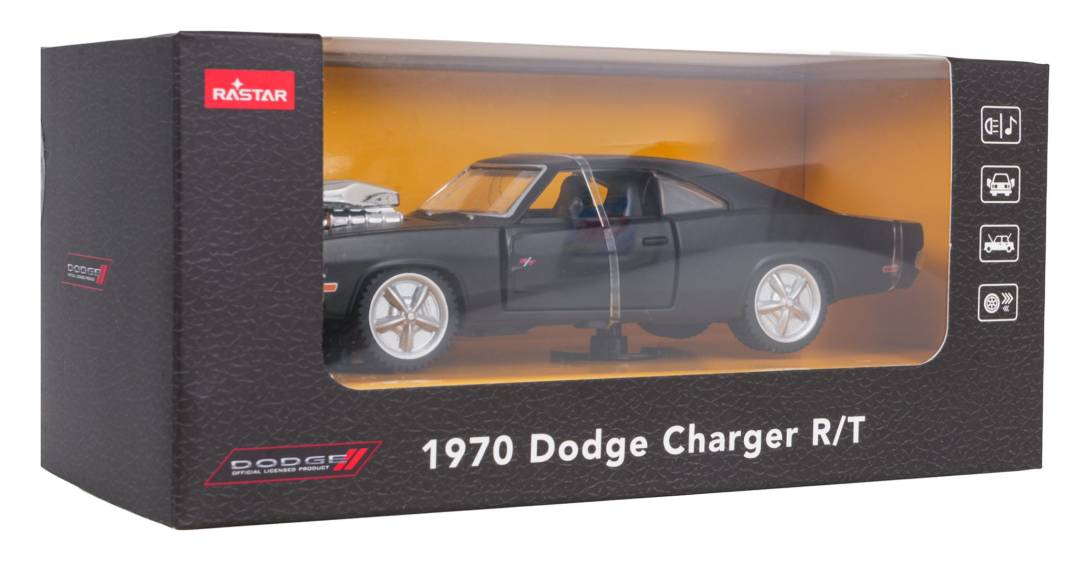 Metalni automobil 1:36 1970 Dodge Charger R/T crni Rastar_6