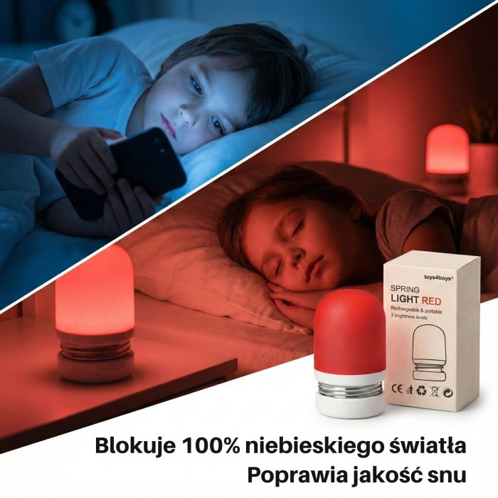 Noćna svjetiljka LED crvene svjetlo 630 nm bežična USB-C akumulator 1000 mAh podešavanje svjetline za spavaće sobe_4