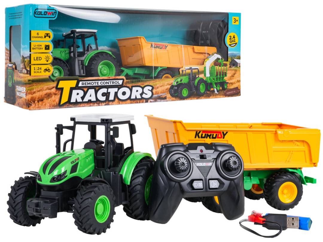 RC traktor sa žutom prikolicom 1:24 žuti_1