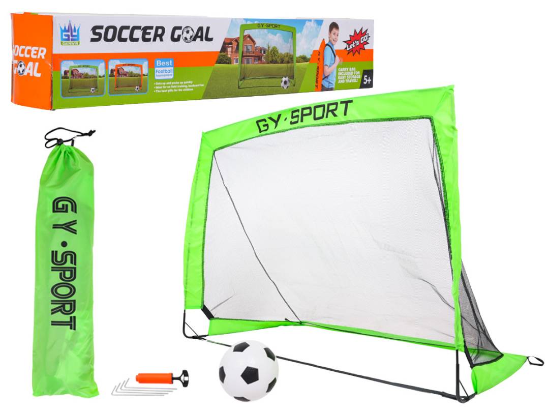 Sklopivi nogometni gol zeleni s dodacima_1