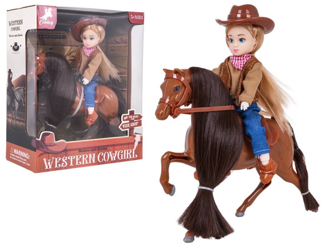 Smeđi poni s figuricom kaubojke_1