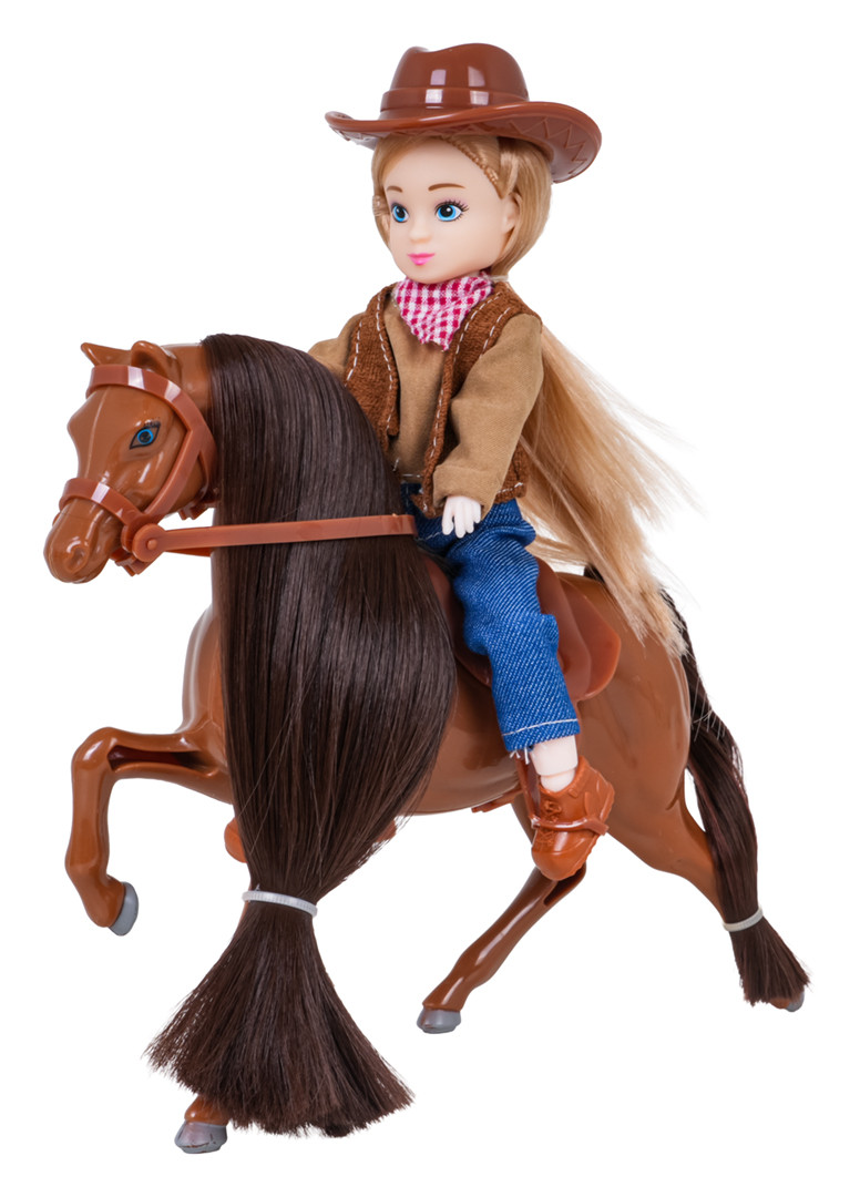 Smeđi poni s figuricom kaubojke_2