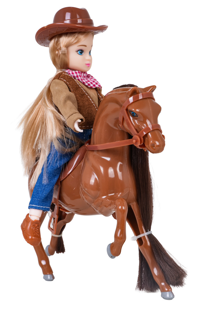 Smeđi poni s figuricom kaubojke_3