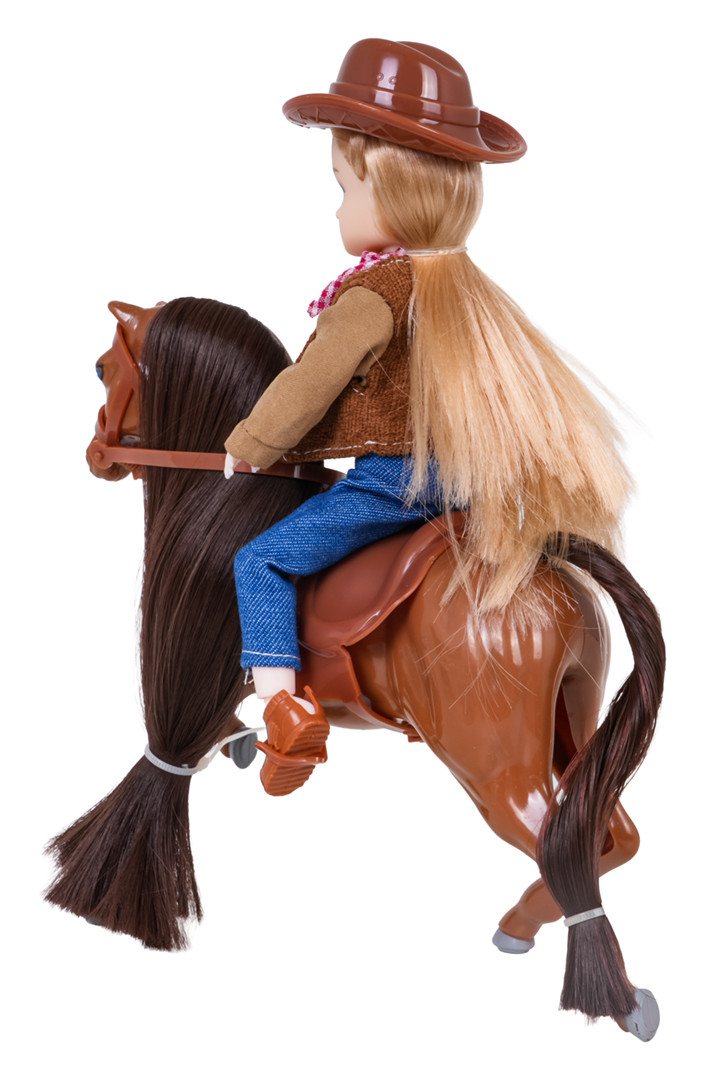 Smeđi poni s figuricom kaubojke_4
