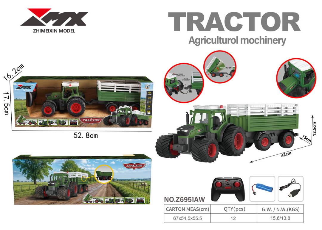 Traktor na daljinsko upravljanje s prikolicom i kiperom_1