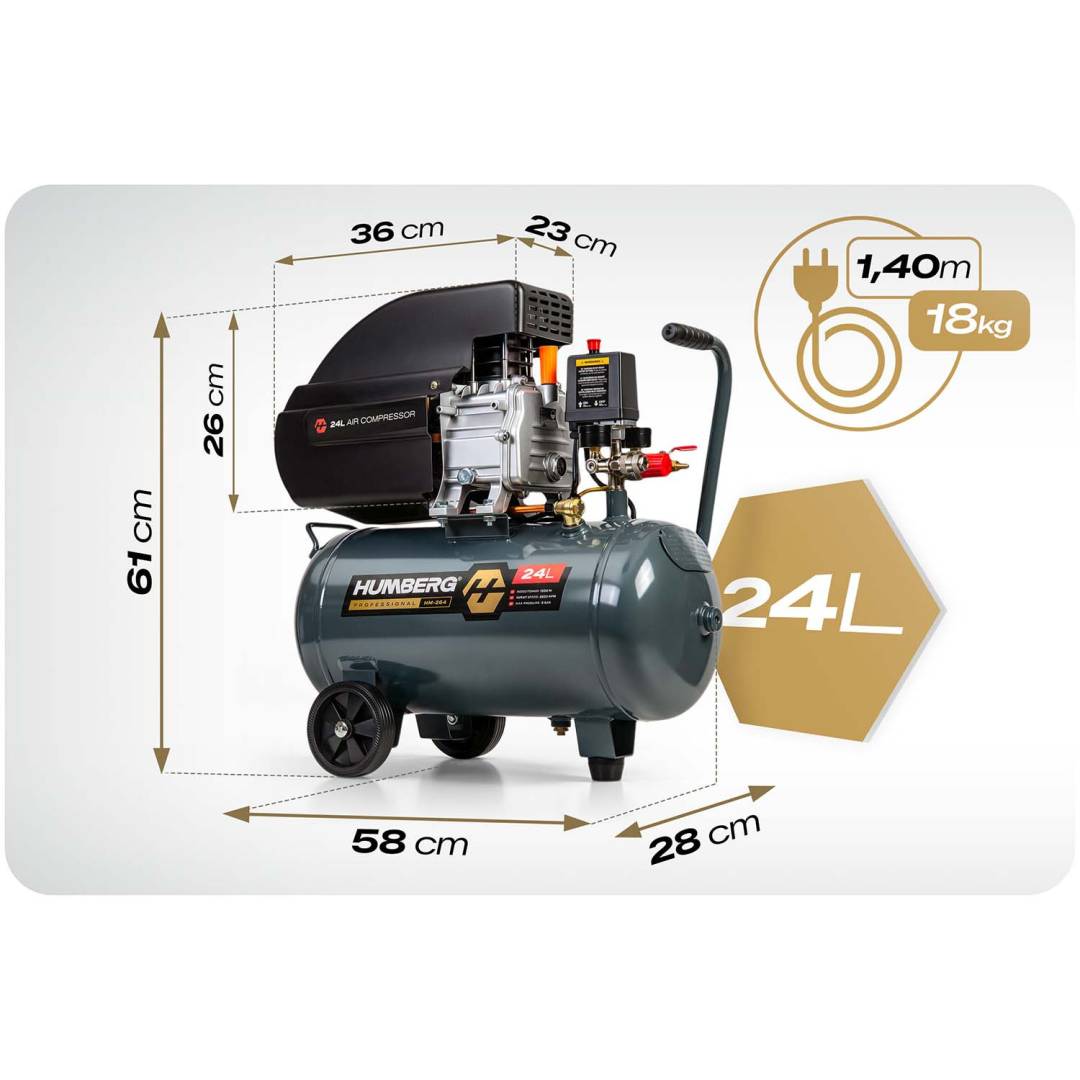 Uljni kompresor Humberg HM-264 24 l 10 bar_13