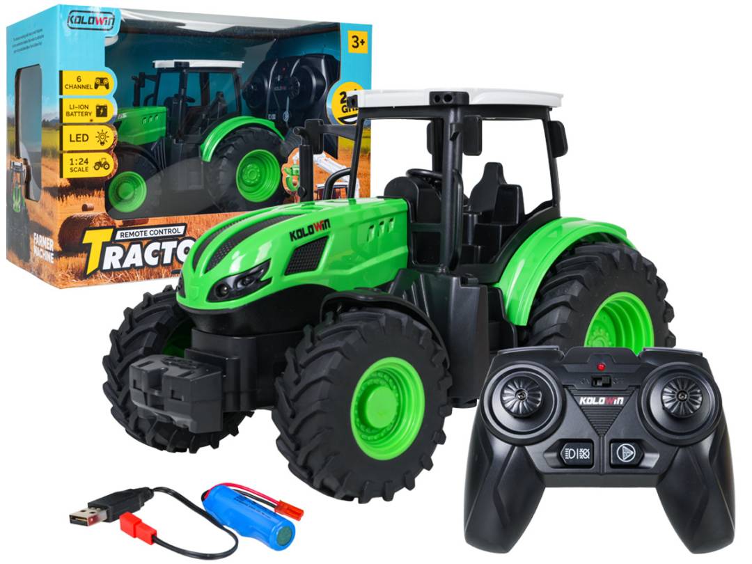 Zeleni RC traktor 1:24 s daljinskim upravljačem_1