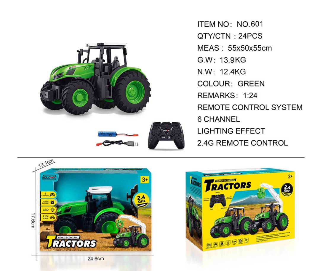 Zeleni RC traktor 1:24 s daljinskim upravljačem_2