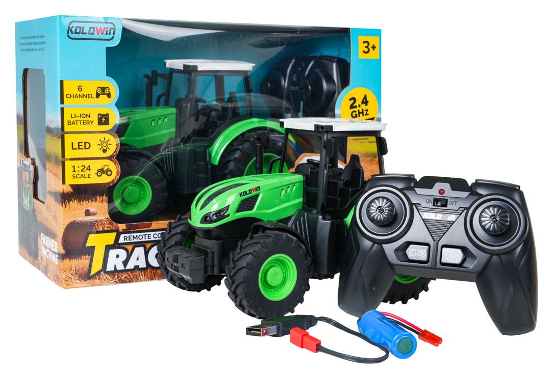 Zeleni RC traktor 1:24 s daljinskim upravljačem_9