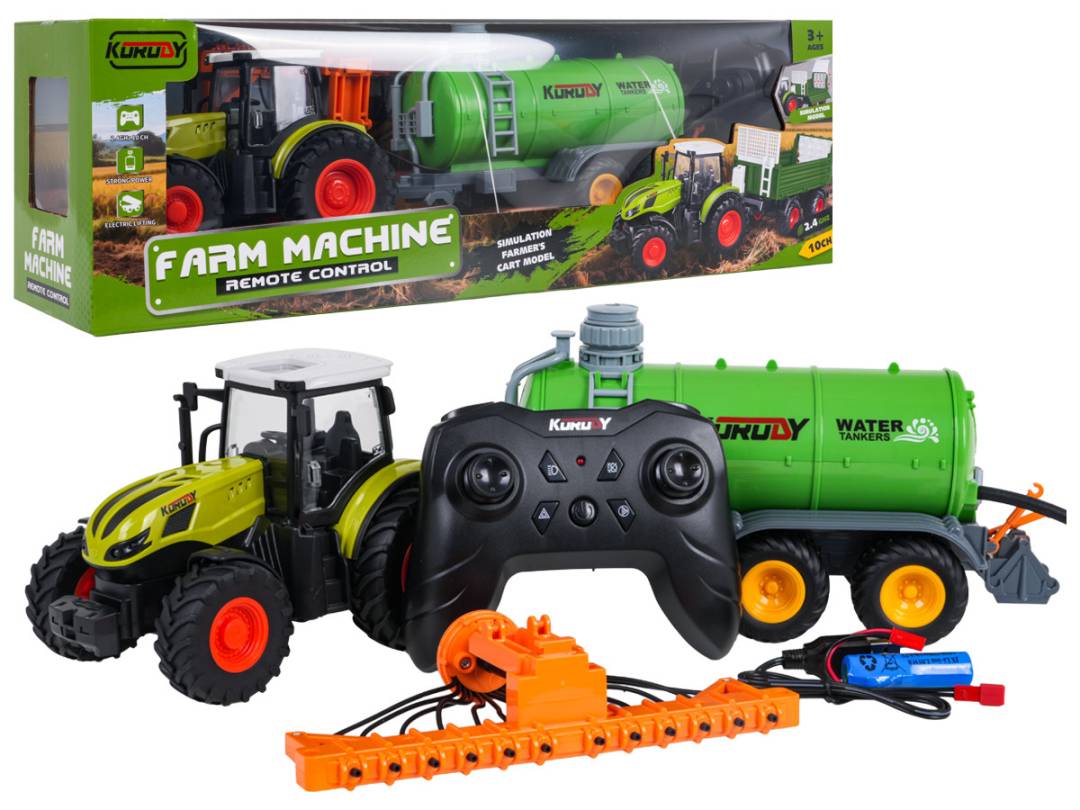 Zeleni traktor s cisternom na daljinsko upravljanje 1:24_1