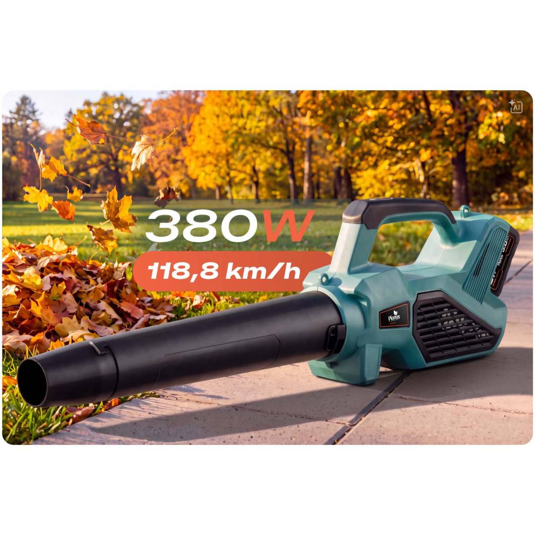 Akumulatorski puhač lišća Plonos 21 V 380 W s 2 baterije_14