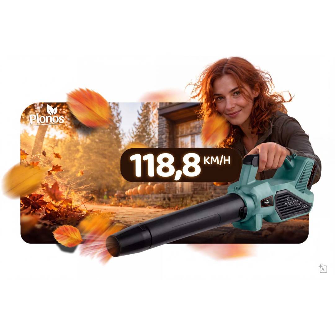 Akumulatorski puhač lišća Plonos 21 V 380 W s 2 baterije_2