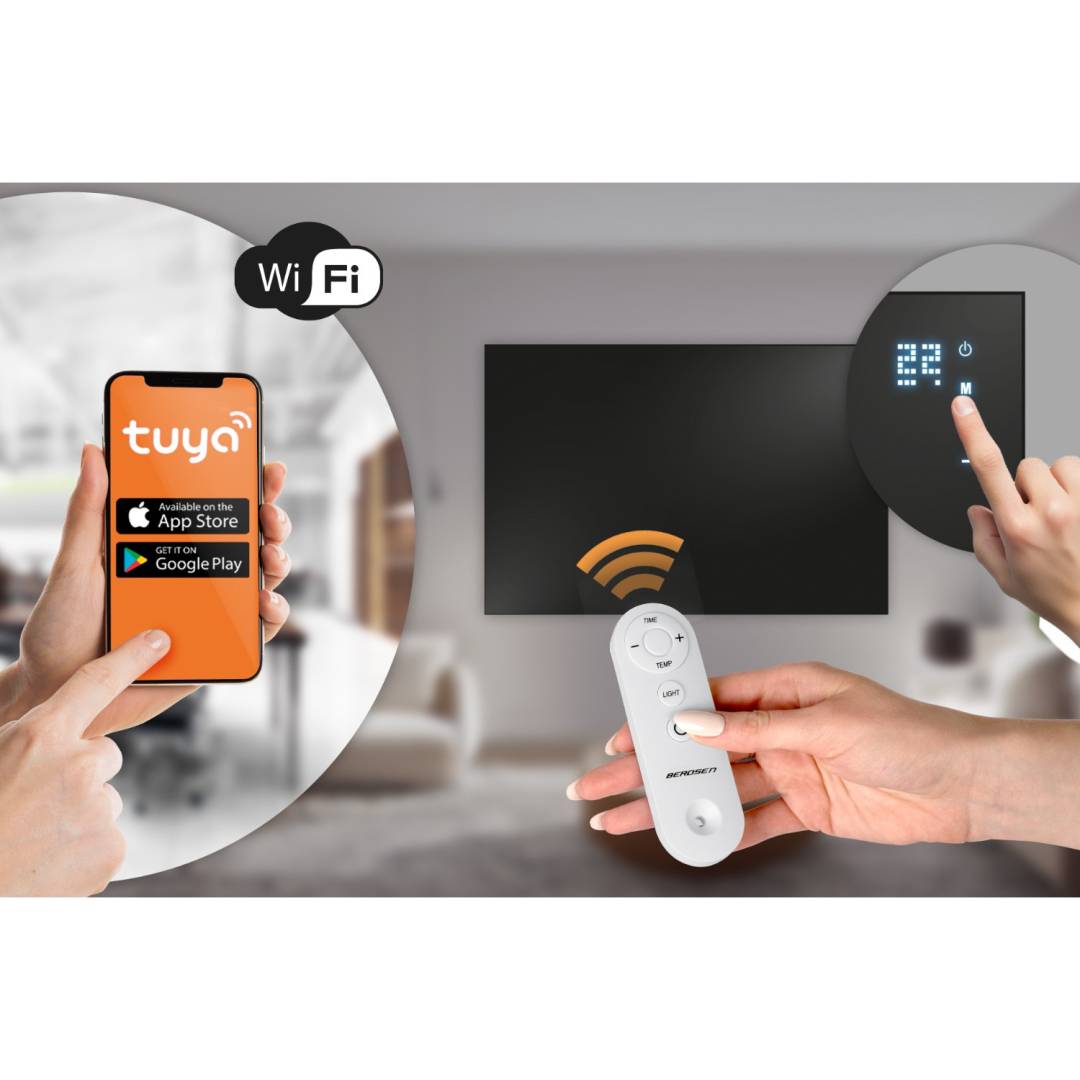 Berdsen infracrveni grijaći panel 600 W s Wi‑Fi upravljanjem crni_10