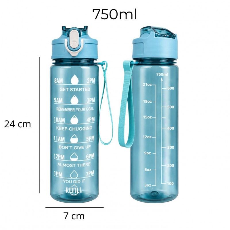 Boca za vodu – s mjerilom, 25 cm, 750 ml, plava, BD61_2