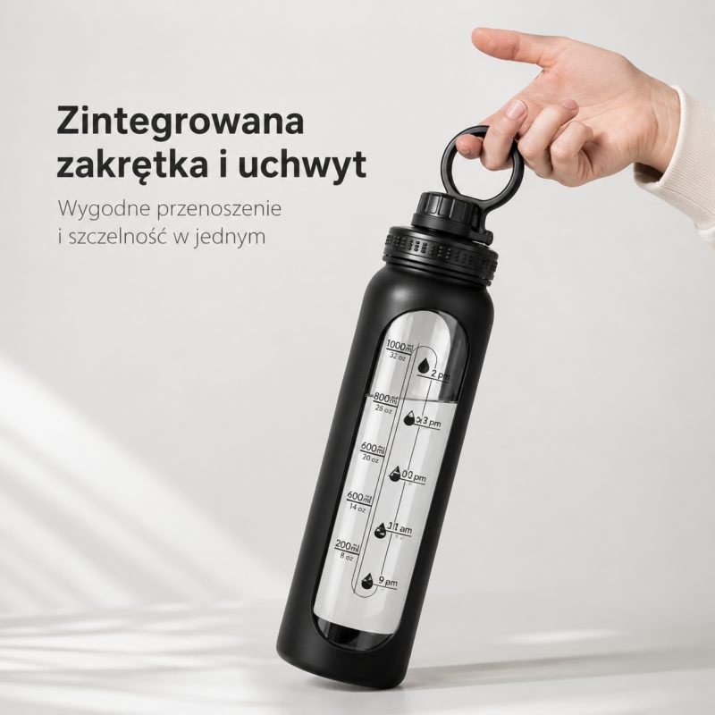 Boca za vodu – s ručkom, s mjerilom, 1000 ml, crna_3