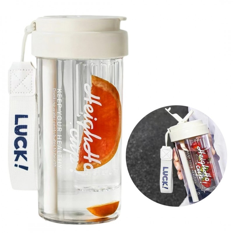 Boca za vodu – sa slamkom, 600 ml, bijela_1