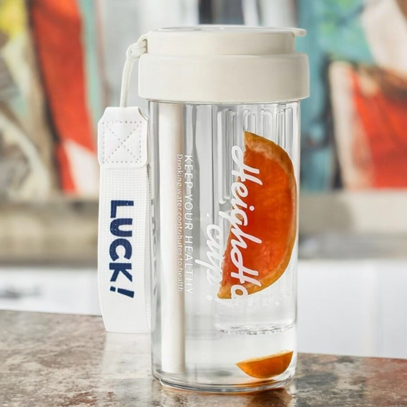 Boca za vodu – sa slamkom, 600 ml, bijela_2
