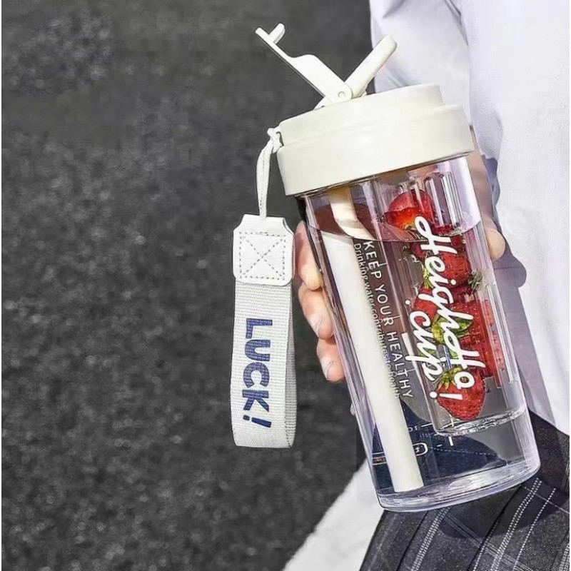 Boca za vodu – sa slamkom, 600 ml, bijela_3