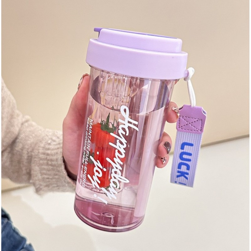 Boca za vodu – sa slamkom, 600 ml, ljubičasta_2