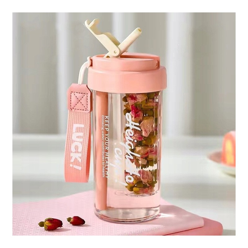 Boca za vodu – sa slamkom, 600 ml, roza_4
