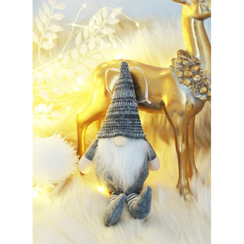 Božićna figura – Djed Božićnjak od pliša, 18 cm, bijela_4