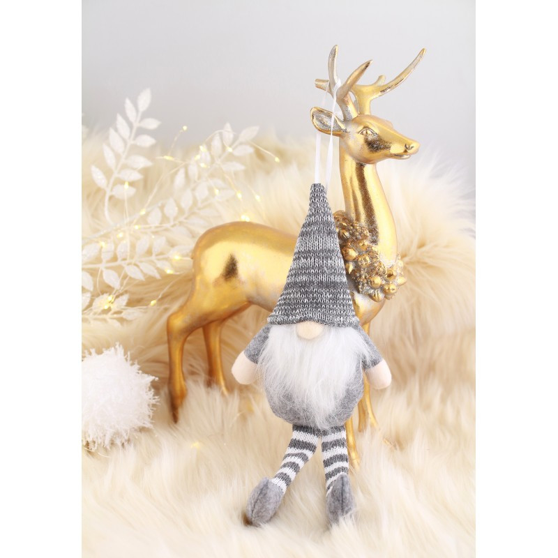 Božićna figura – Djed Božićnjak od pliša, 18 cm, bijela_5