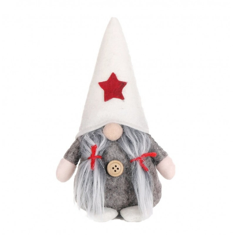 Božićna figura – patuljak od pliša, 19 cm, bijela_1
