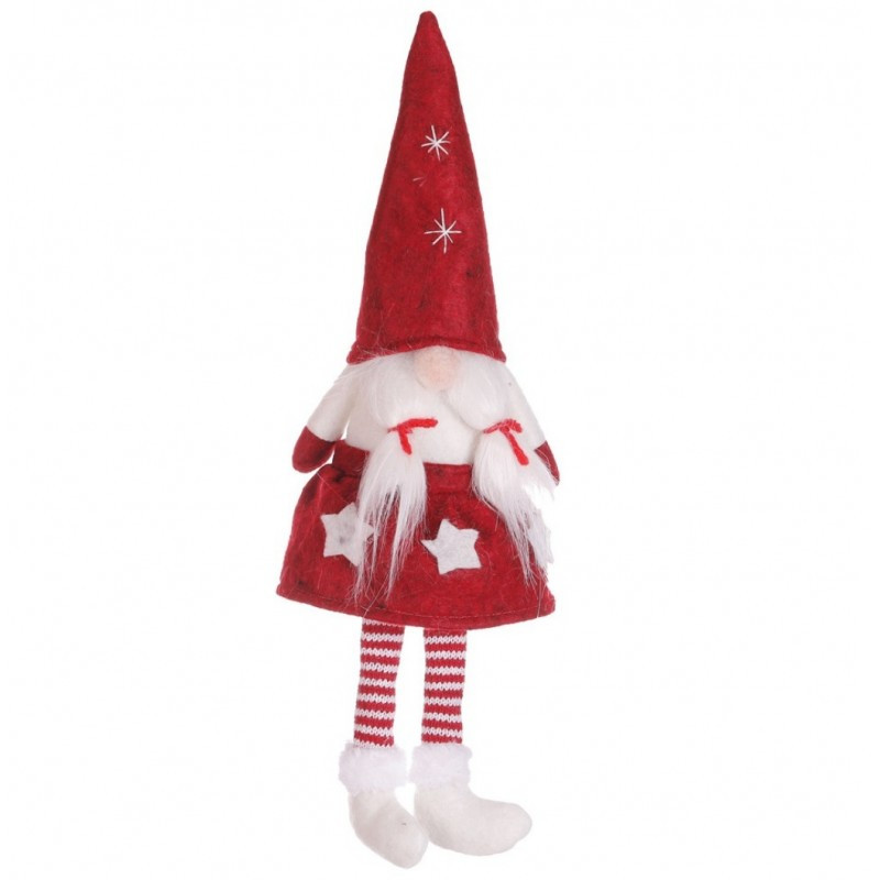 Božićna figura – patuljak od pliša, 32 cm, crvena_1