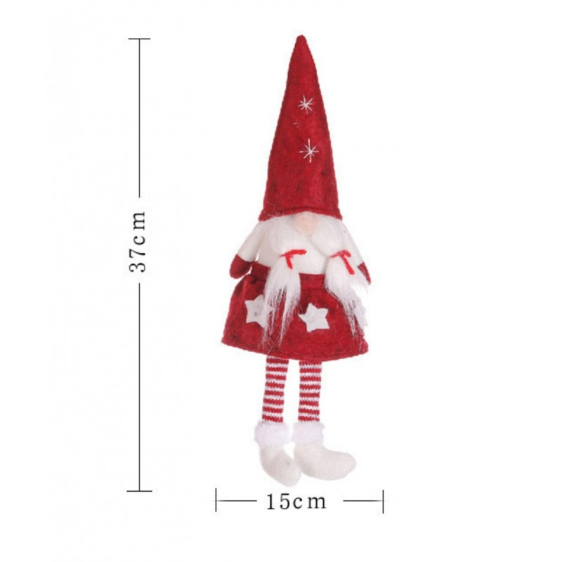 Božićna figura – patuljak od pliša, 32 cm, crvena_2