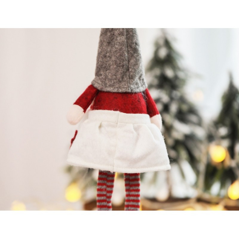 Božićna figura – patuljak od pliša, 32 cm, crvena_3