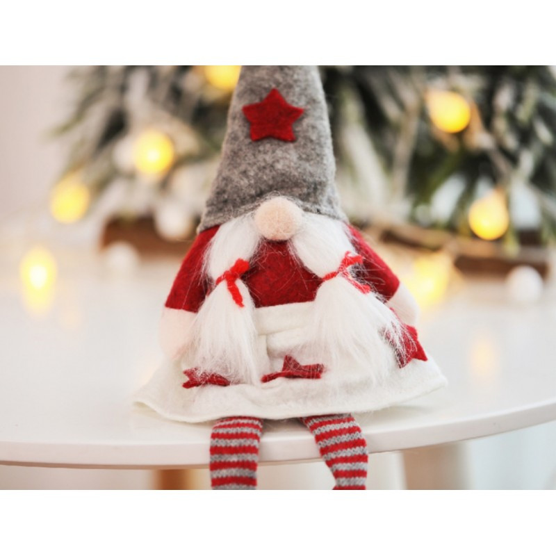 Božićna figura – patuljak od pliša, 32 cm, crvena_4