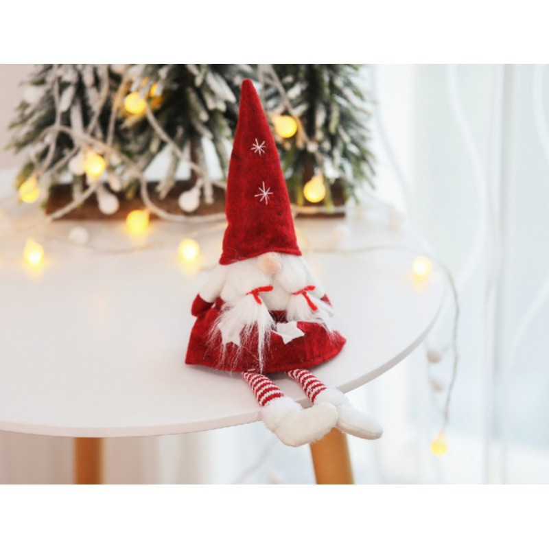 Božićna figura – patuljak od pliša, 32 cm, crvena_5
