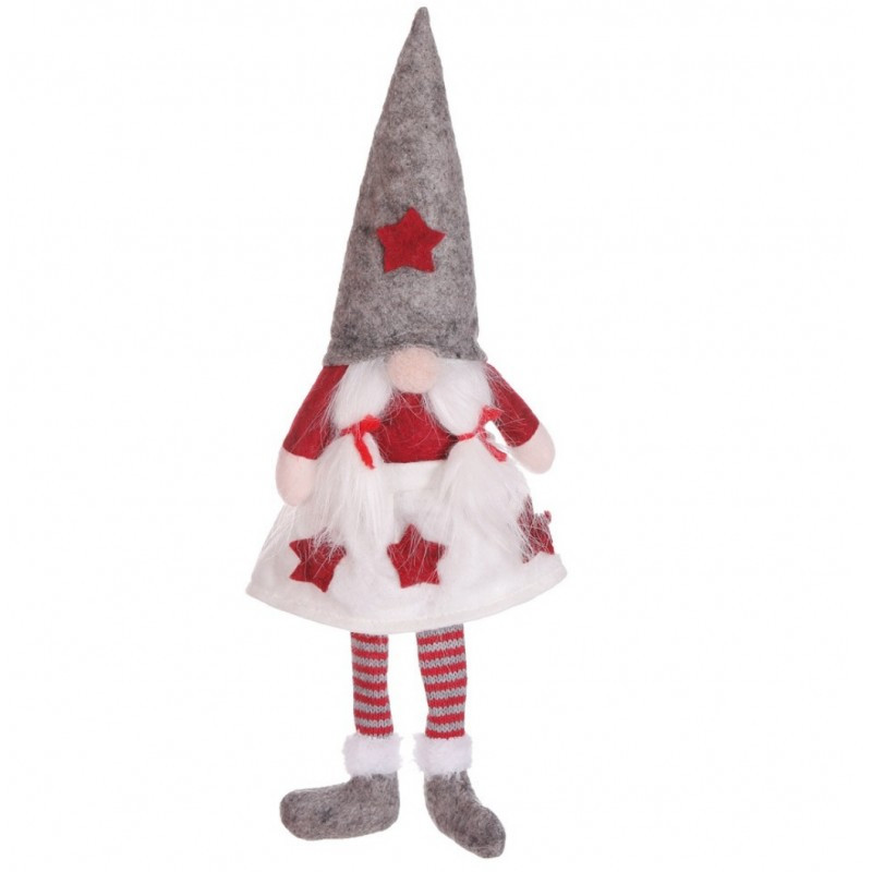 Božićna figura – patuljak od pliša, 32 cm, siva_1