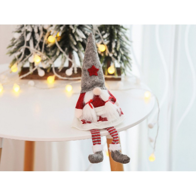Božićna figura – patuljak od pliša, 32 cm, siva_2