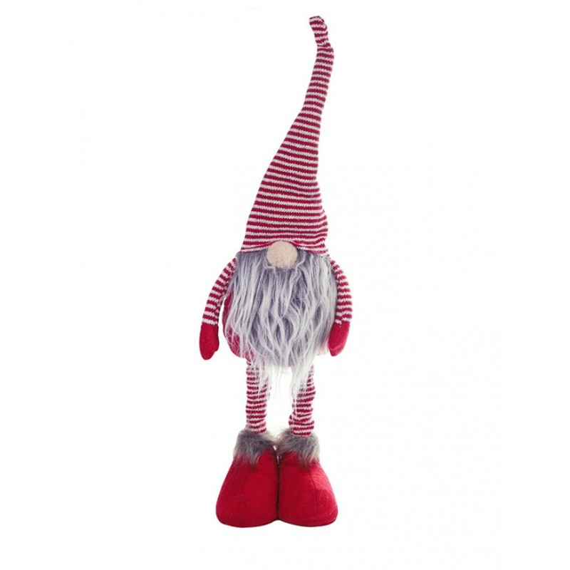 Božićna figura – patuljak od pliša, 51 cm, crvena_1