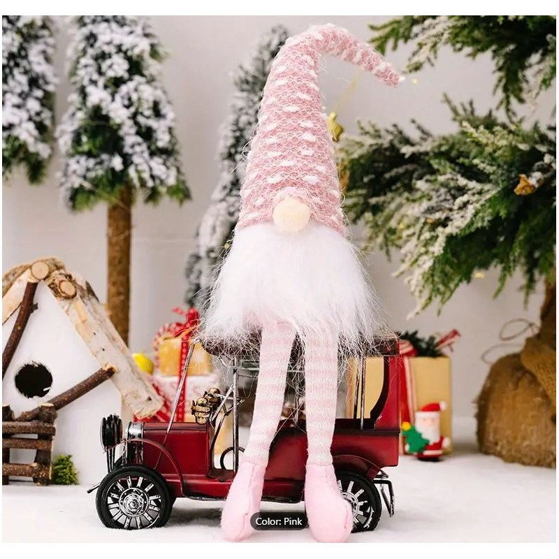 Božićna figura – patuljak od pliša, 7 cm, roza_2