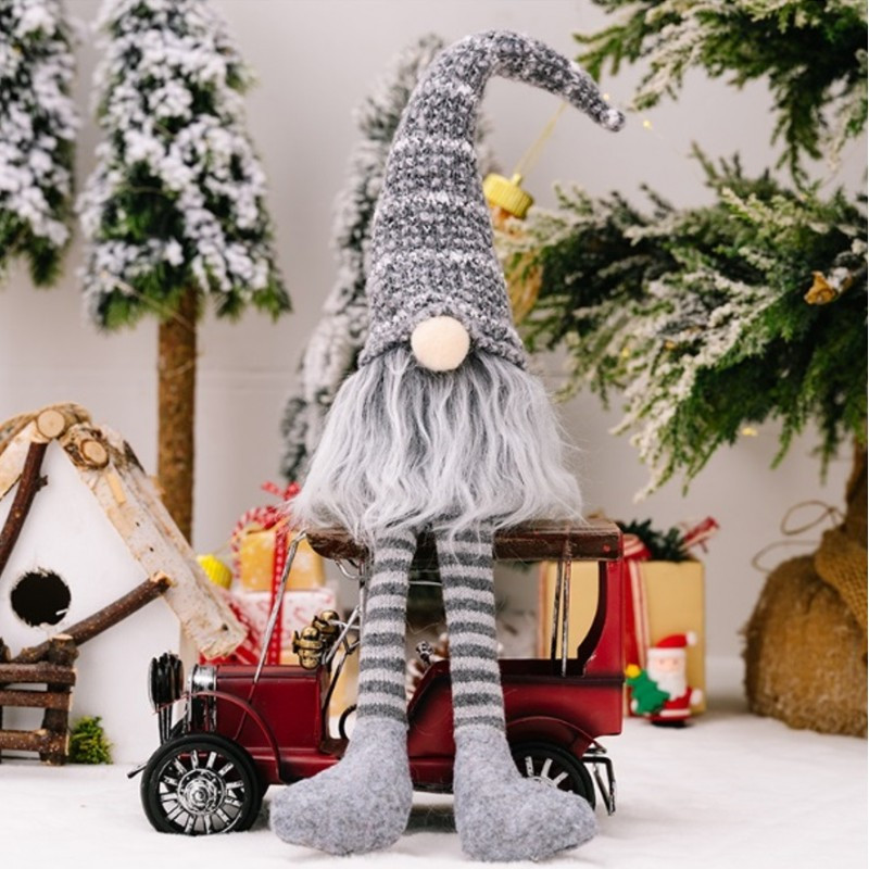 Božićna figura – patuljak od pliša, 7 cm, siva_1