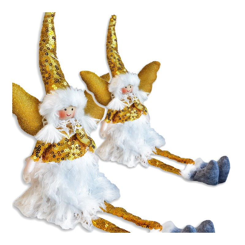 Božićna figura – sjedeći anđeo od pliša, 34 cm_1