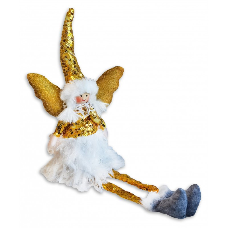 Božićna figura – sjedeći anđeo od pliša, 34 cm_2