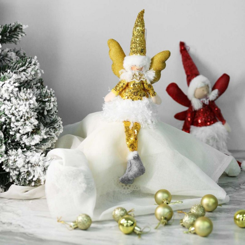 Božićna figura – sjedeći anđeo od pliša, 34 cm_4